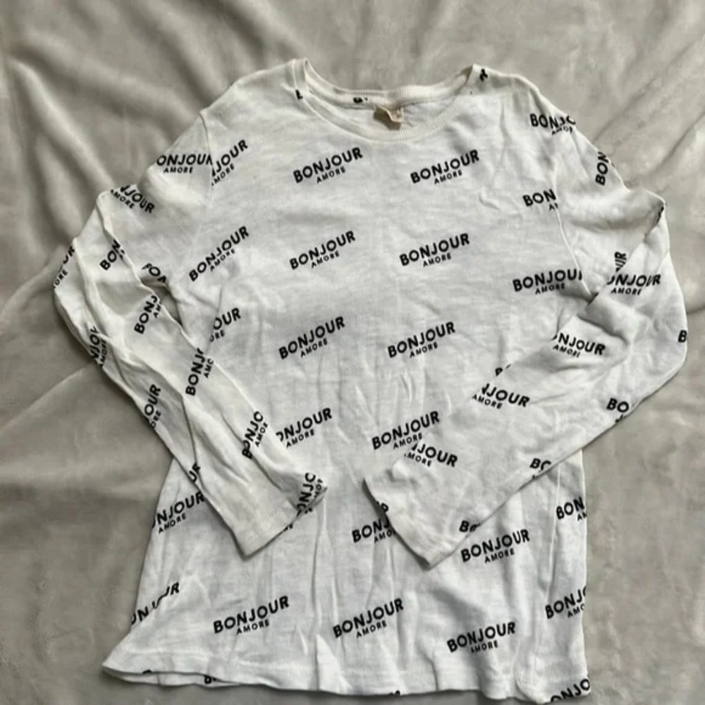 Zara Girl’s Bonjour Amore Pattern sweatshirt-size 11-12